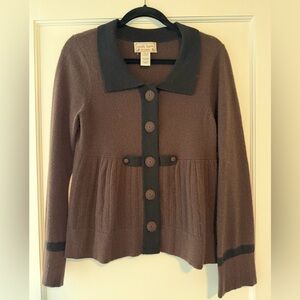 Nanette Lepore Brown and Black Cashmere Cardigan